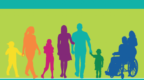 Coloured carers silhouette image